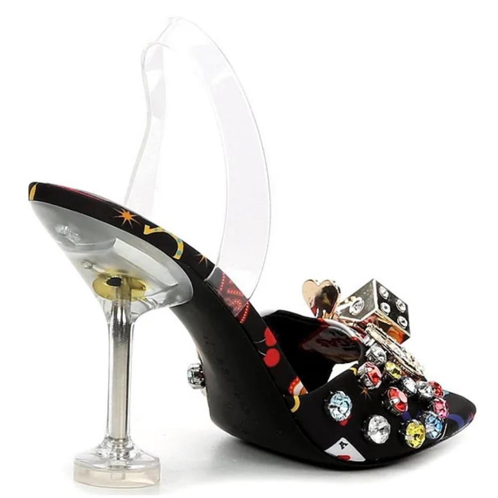 Gianni Bini Maverick Printed Casino Ornament Martini Heel Dress Sandals - Picture 2 of 8